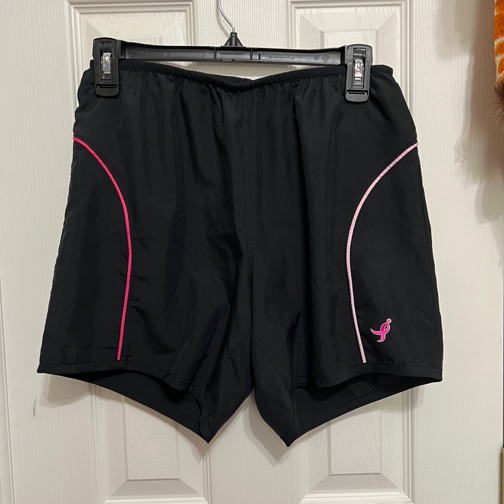 New Balance Black Athletic Shorts with Pink Trim
